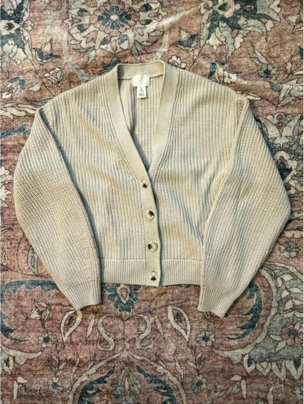 H&M Women's Cream and Tan Cardigan